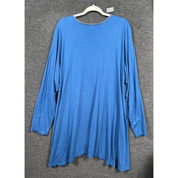 Logo Lori Goldstein Womens Blue Brown Embroidered Front Tie Cardigan Sweater 3X - Picture 2 of 8